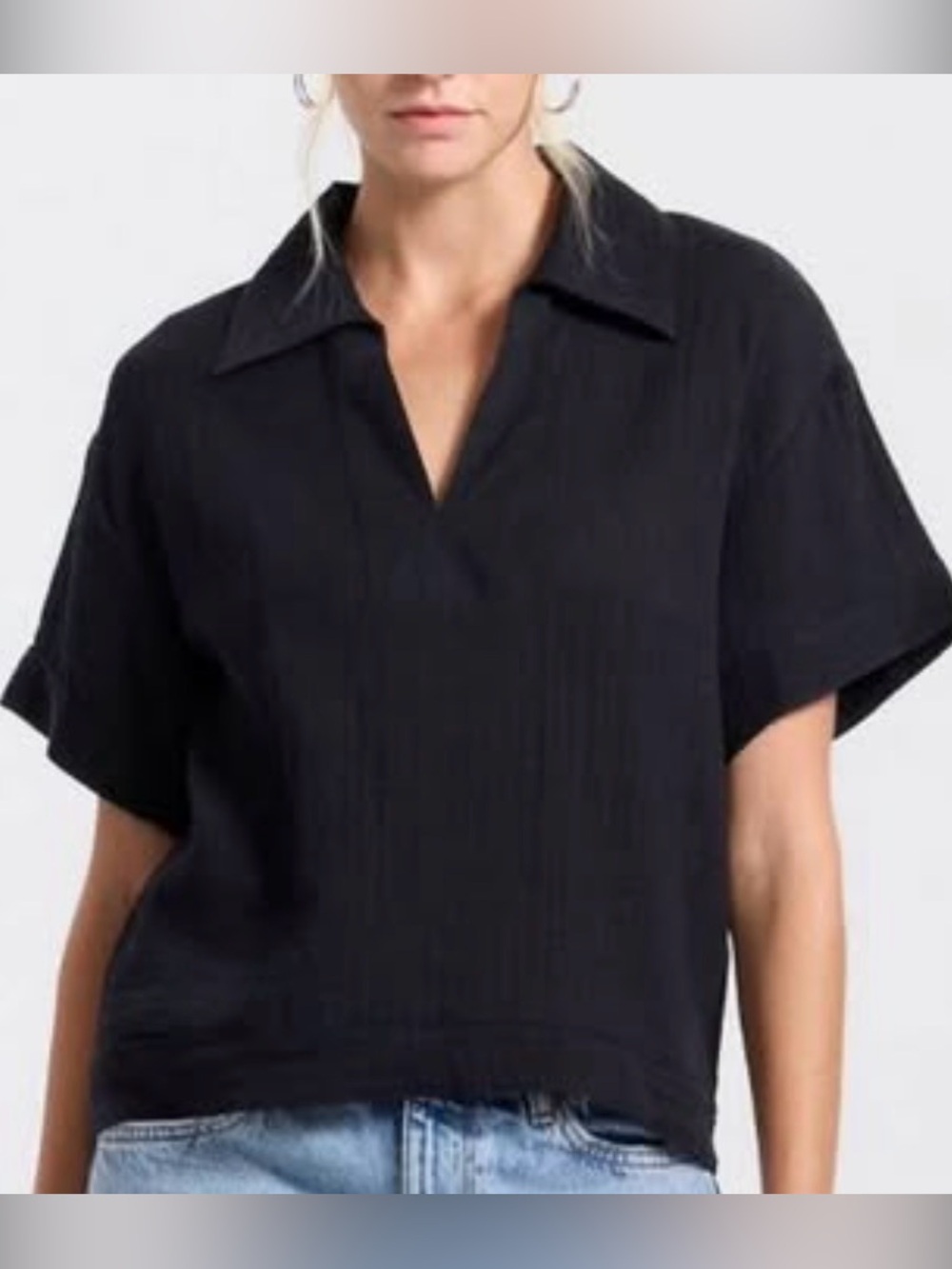 DOKOTOO Cotton Muslin Gauze Black Shirt Women’s 2XL New With Tags